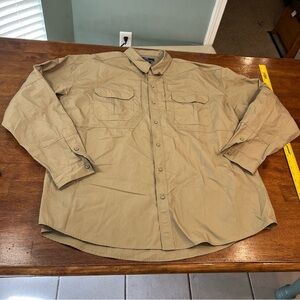 LA Police Gear Men's Long Sleeve Tactical Field Shirt 2.0 size 2XL Khaki color
